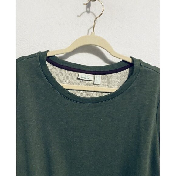 LOGO Lounge Sweater Womens 1X Green Sweatshirt Beige Ruffle Hem Comfy Boho - Picture 4 of 9